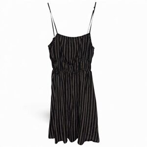 Madewell Black Mini Dress with Cream Dot Stripes